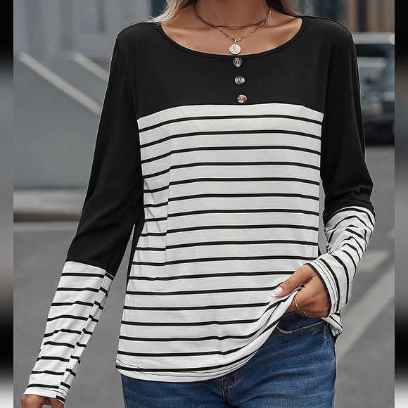 Women's  Long Sleeves Loose T- Shirt. - Picture 2 of 6